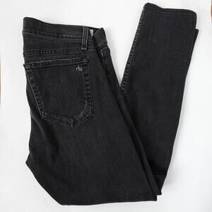 Rag & Bone Black Denim Jeans Rock w/ Holes Fit 1 Skinny Leg Distressed Size 32